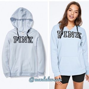 💕VS PINK BLUE ICY TOPAZ NOTCH NECK PULLOVER